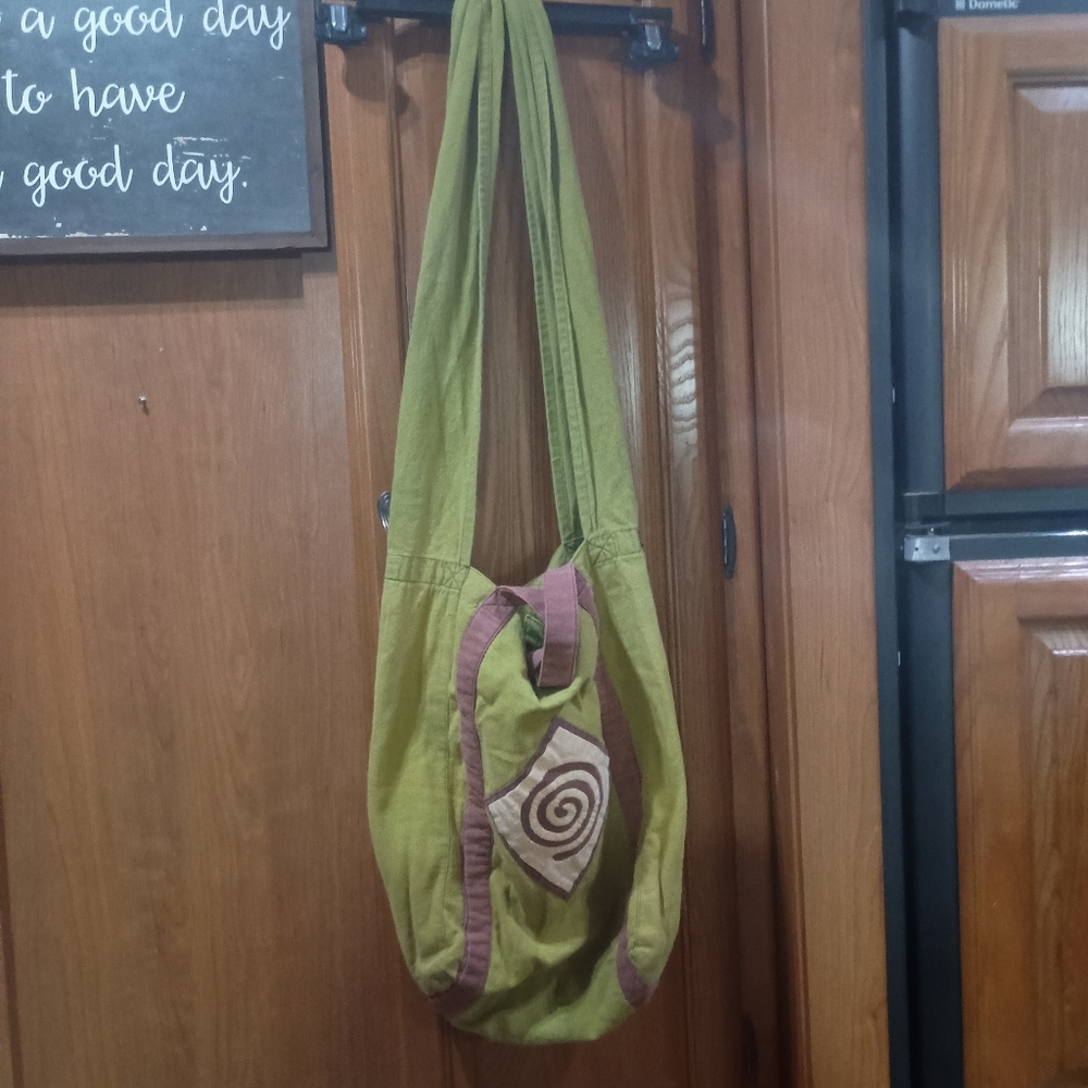 Eastern Serenity Green and Brown Women's Boho Cloth Bag